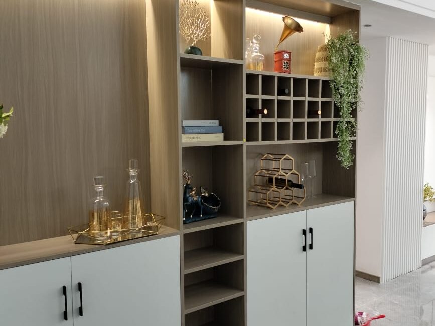 Built-in display cabinetry inside a Himalaya Horizon apartment in Westlands Nairobi