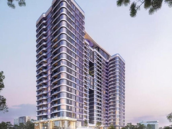 Full exterior of Amethyst Springs apartment towers in Kilimani Nairobi