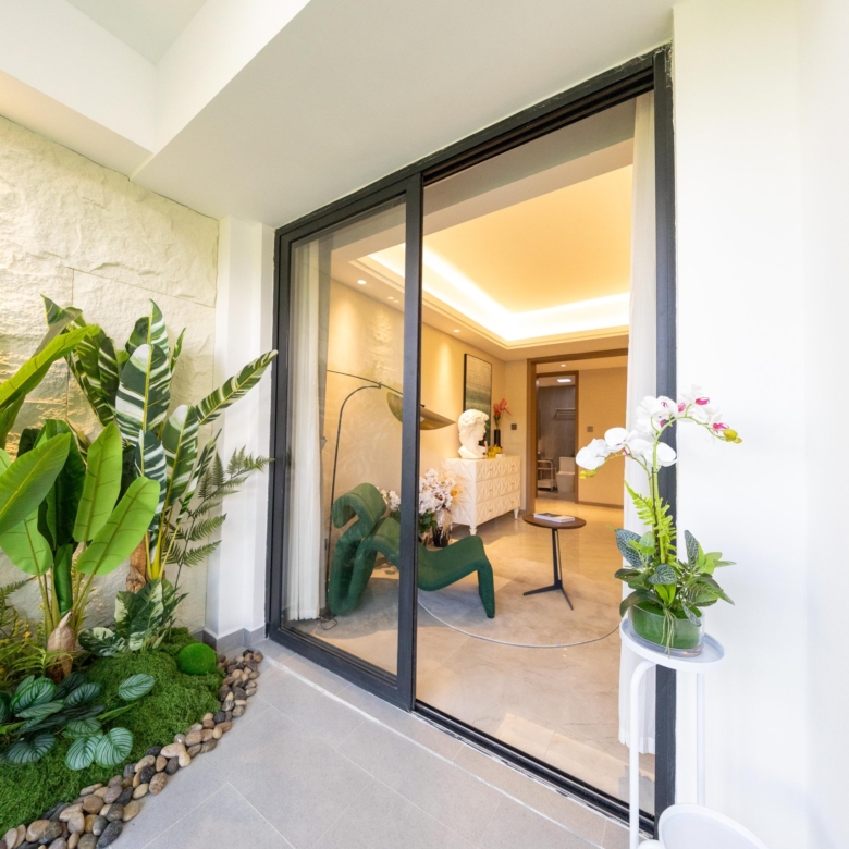 Balcony garden beside a Himalaya Horizon apartment interior in Westlands Nairobi