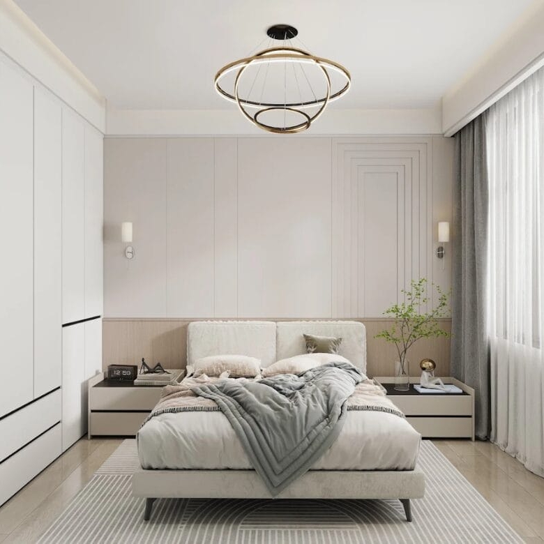 Modern bedroom with fitted wardrobes at Capital Heights Apartments Westlands