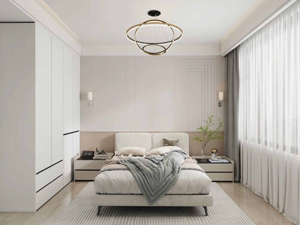 Modern bedroom with fitted wardrobes at Capital Heights Apartments Westlands