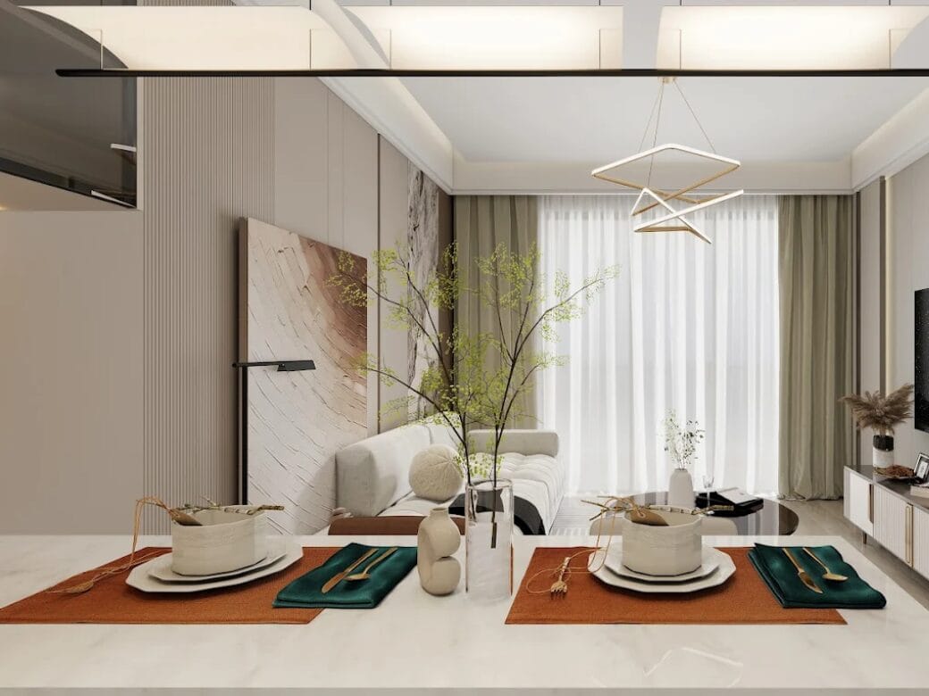 Modern open-plan kitchen and living room at Capital Heights Westlands