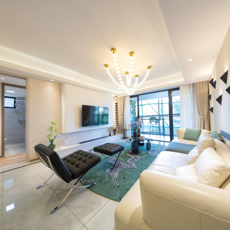 Modern lounge with balcony access at Himalaya Horizon apartments in Westlands