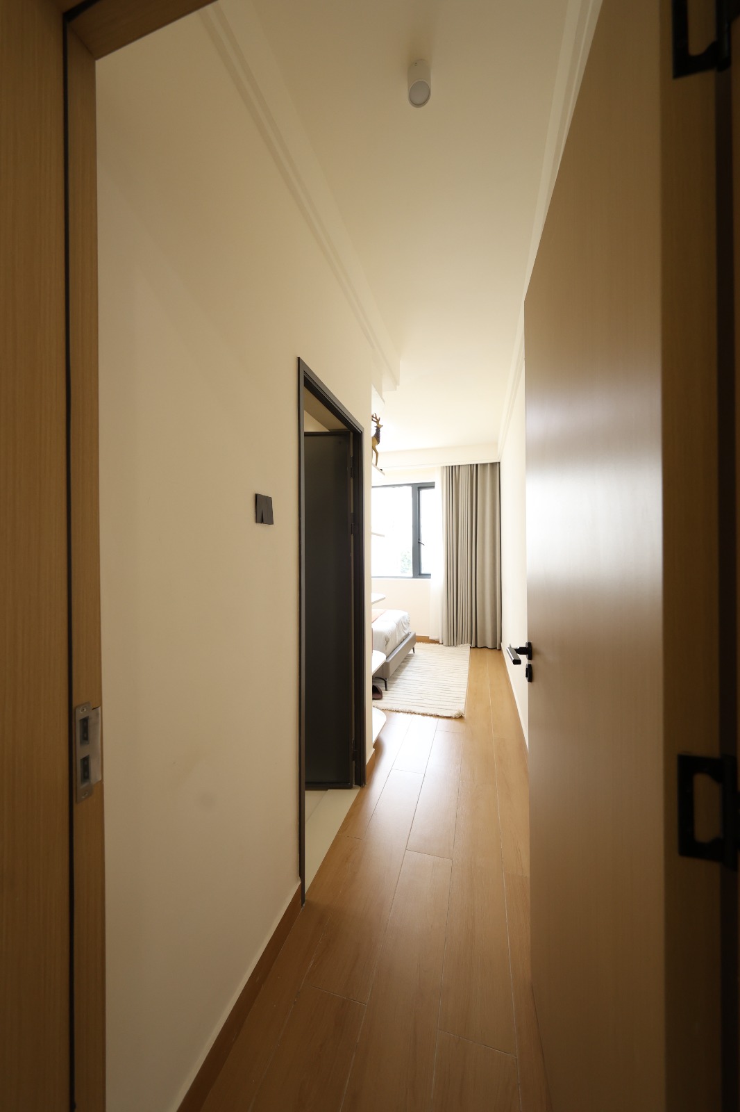 Interior corridor leading to a bedroom in a Luster Arbor Residency apartment
