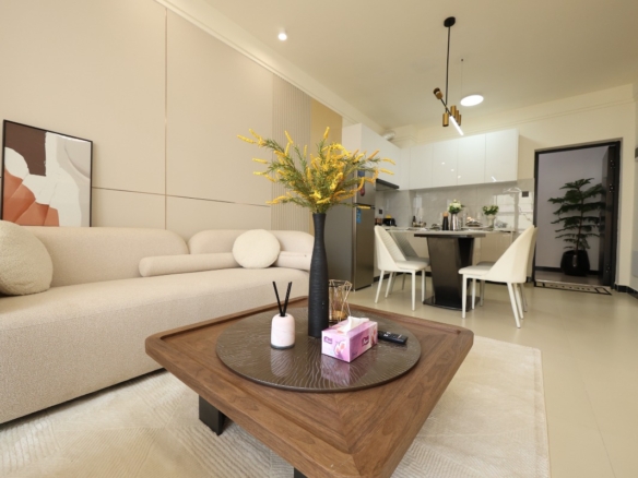 Contemporary show apartment living room at Luster Arbor Residency in Kileleshwa