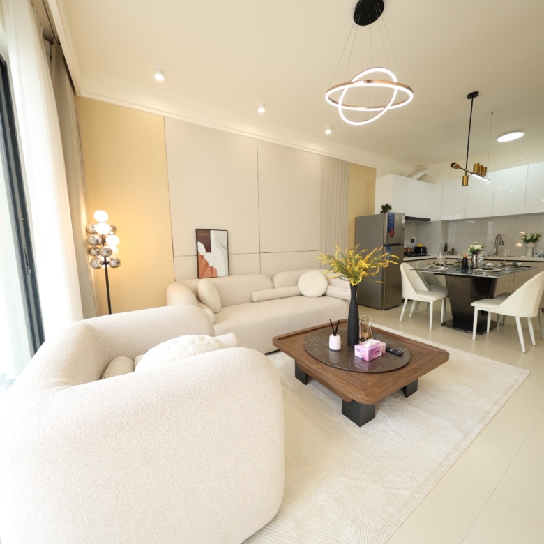 Open living, dining and kitchen interior at Luster Arbor Residency, Kileleshwa