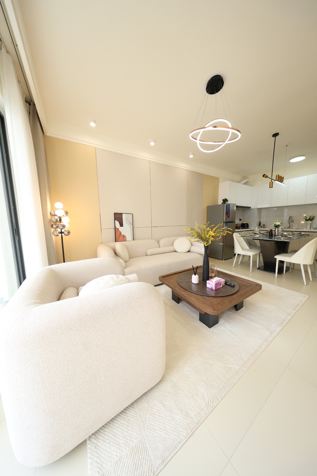 Open living, dining and kitchen interior at Luster Arbor Residency, Kileleshwa