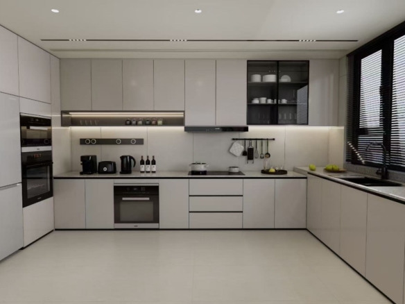Modern kitchen at Express View Residency apartments for sale in Kilimani