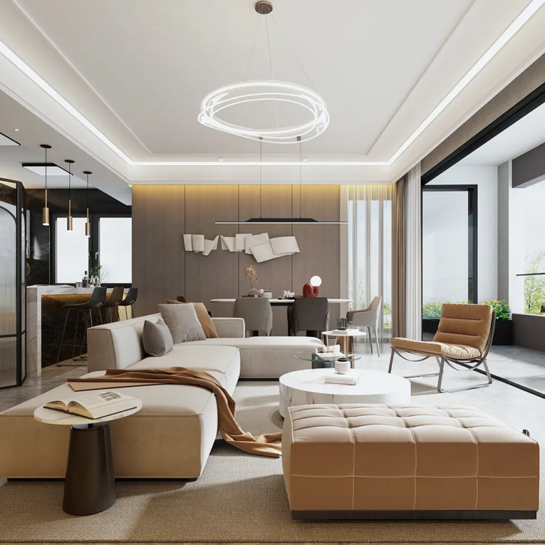 Modern lounge and dining area at Only You Elgeyo Apartments with balcony access