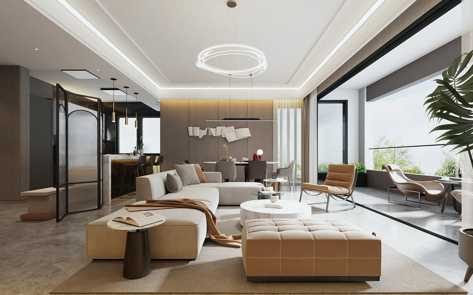 Modern lounge and dining area at Only You Elgeyo Apartments with balcony access