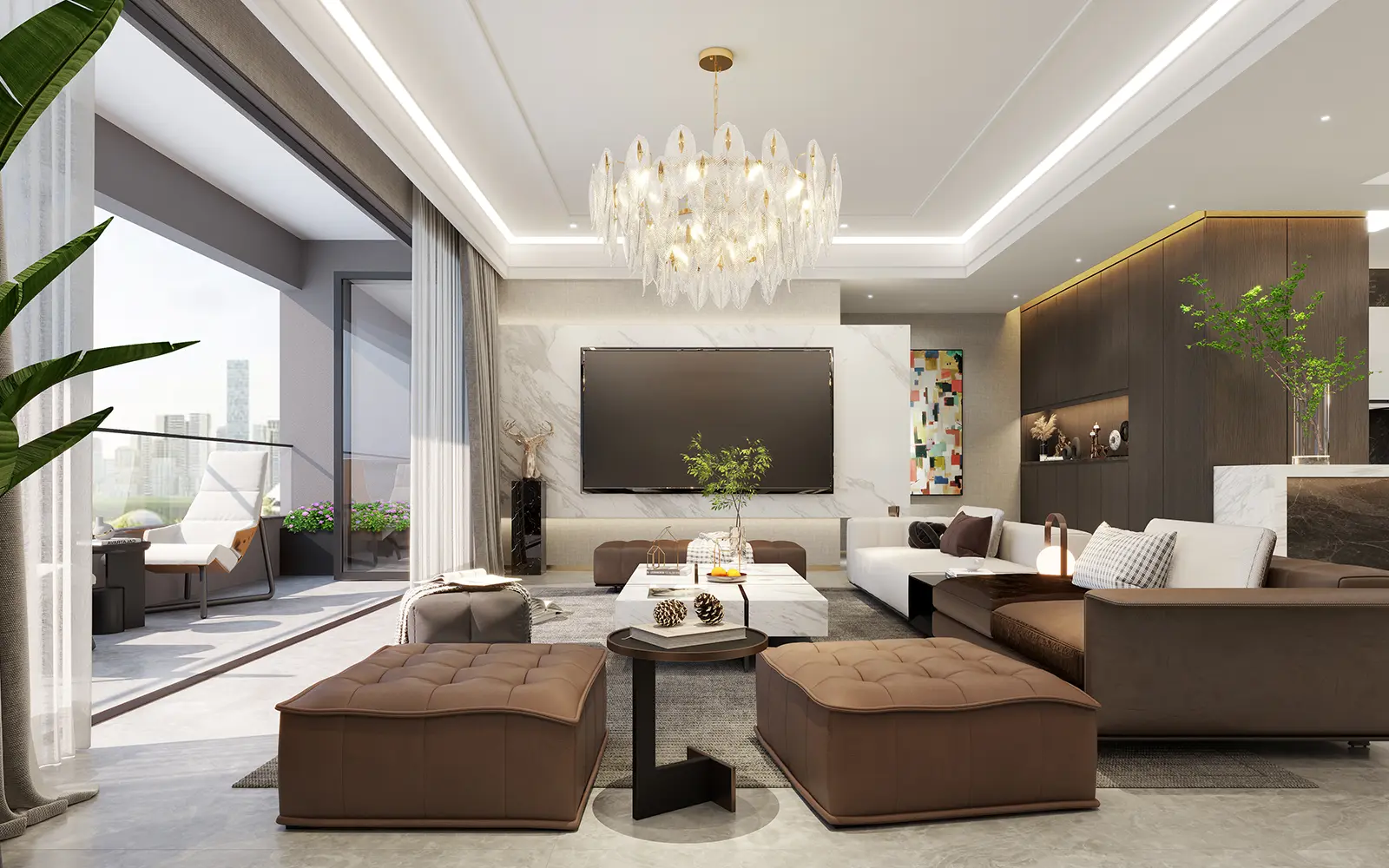Premium TV room at Only You Elgeyo Apartments Kilimani with marble media wall