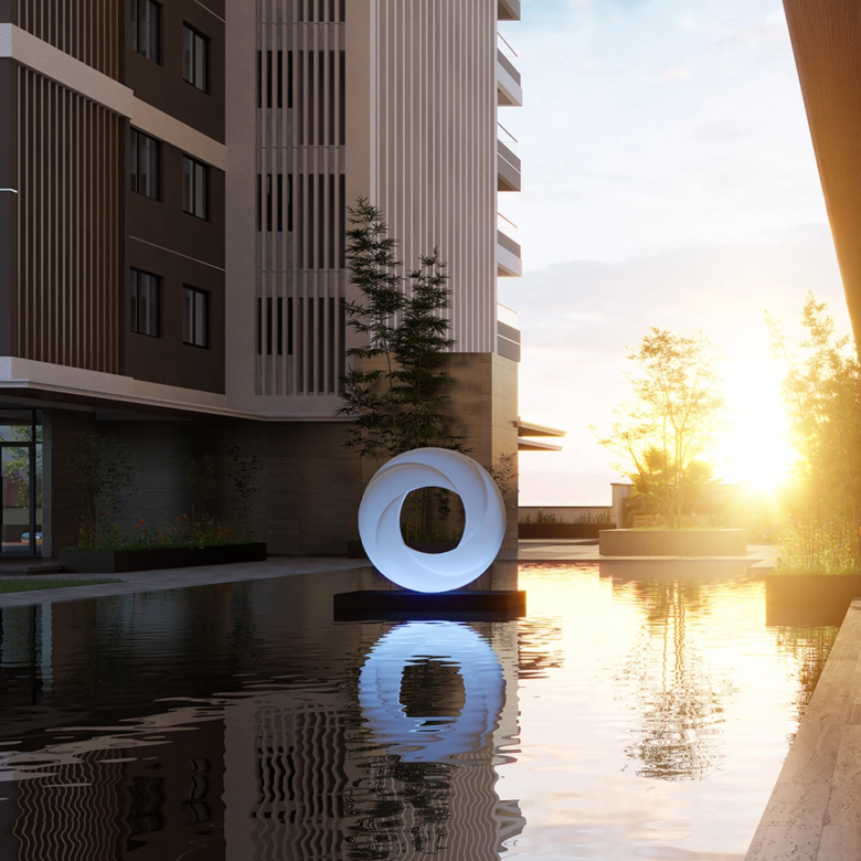 Landscaped water feature at Only You Elgeyo Apartments Kilimani