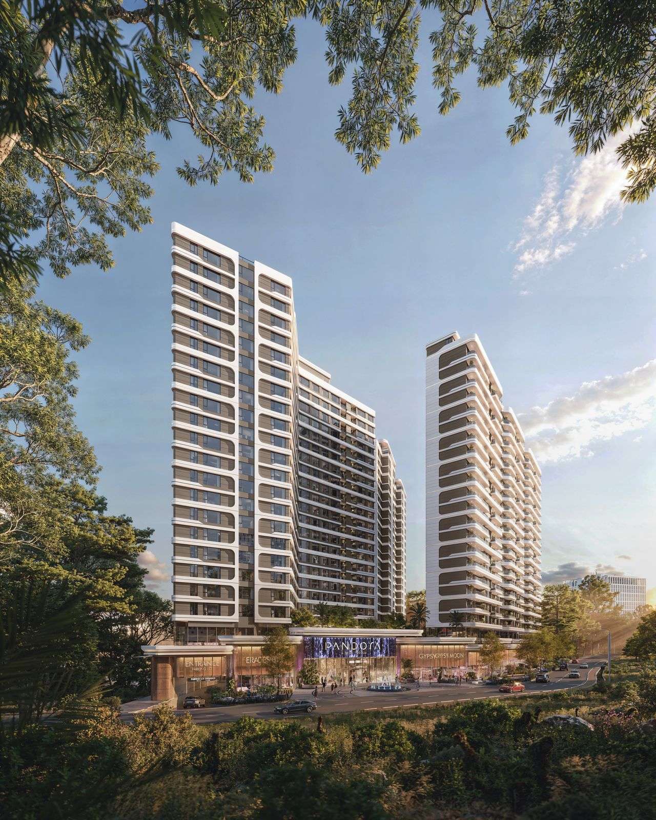 Pandora Apartments Westlands Nairobi exterior view with modern towers and commercial frontage