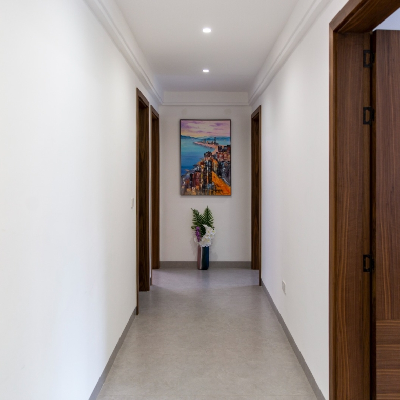 Spacious bedroom corridor inside a Sunset Park apartment