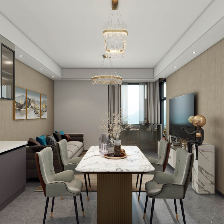 Dining and lounge area in a serviced apartment in Westlands Nairobi
