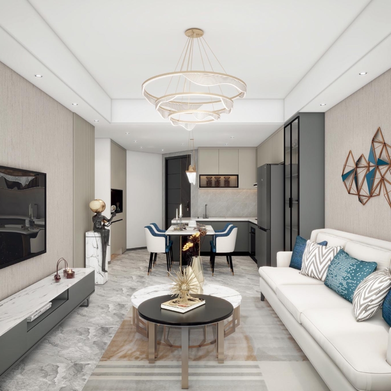 Open-plan living and dining area in a Westlands serviced apartment