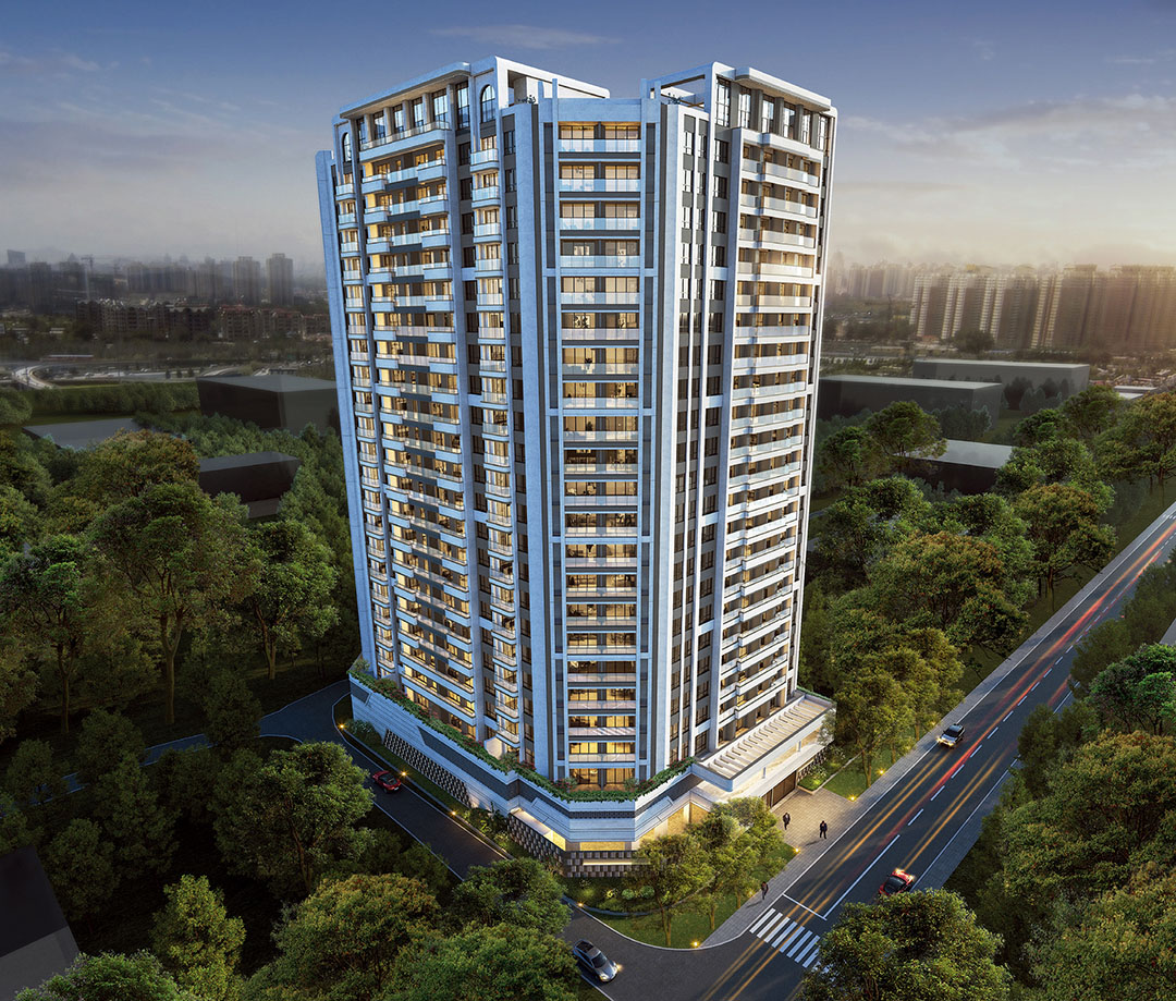 Aerial exterior view of serviced apartments on Sports Road Westlands