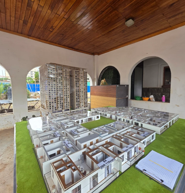 Brookside Oak Apartments Westlands development model showing residential blocks and apartment layouts