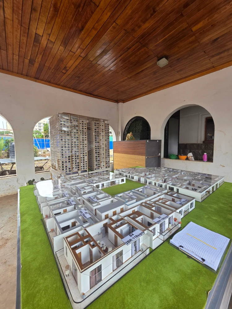 Brookside Oak Apartments Westlands development model showing residential blocks and apartment layouts