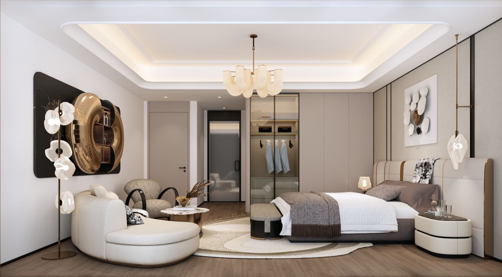 Spacious bedroom suite with lounge area at Golden Hill Apartments in Westlands