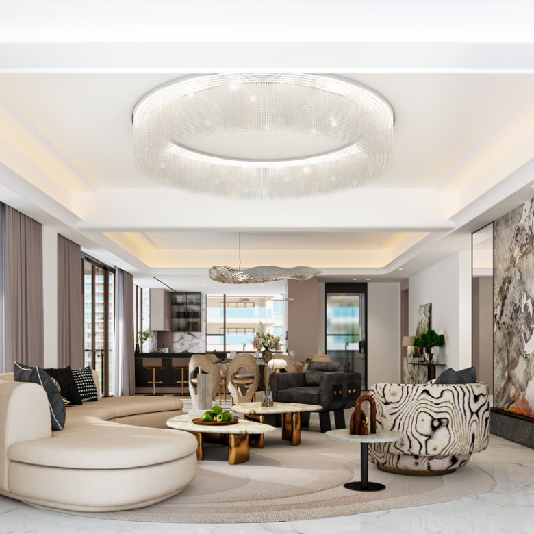 Luxury open-plan living room at Golden Hill Apartments in Westlands, Nairobi