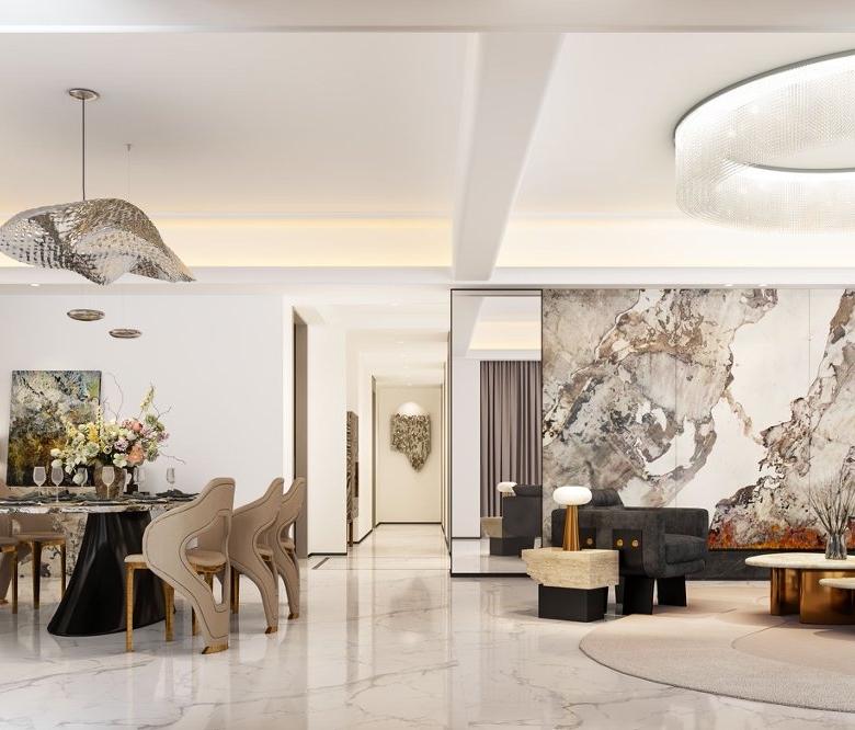 Open-plan living and dining room at Golden Hill Apartments in Westlands, Nairobi