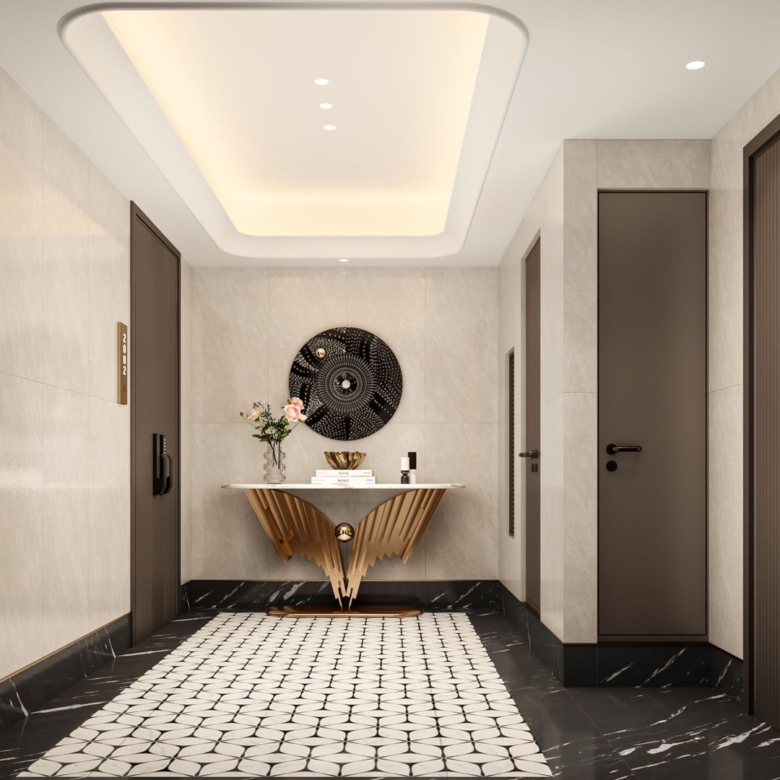 Modern private apartment corridor at Golden Hill Apartments in Westlands