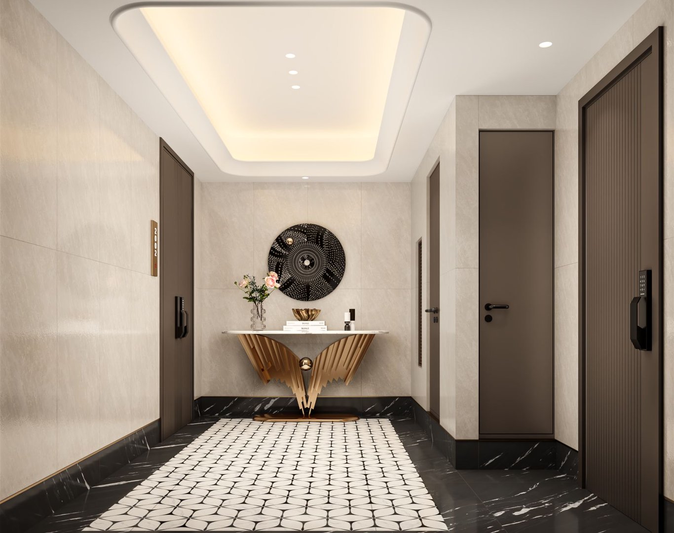 Modern private apartment corridor at Golden Hill Apartments in Westlands