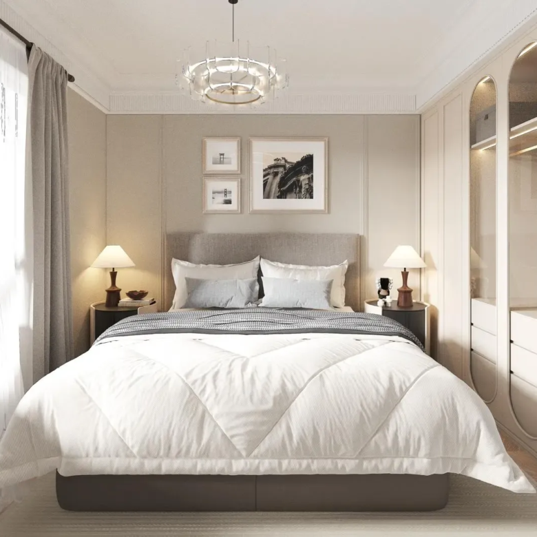 Bright furnished bedroom at Lido Garden Apartments in Nairobi