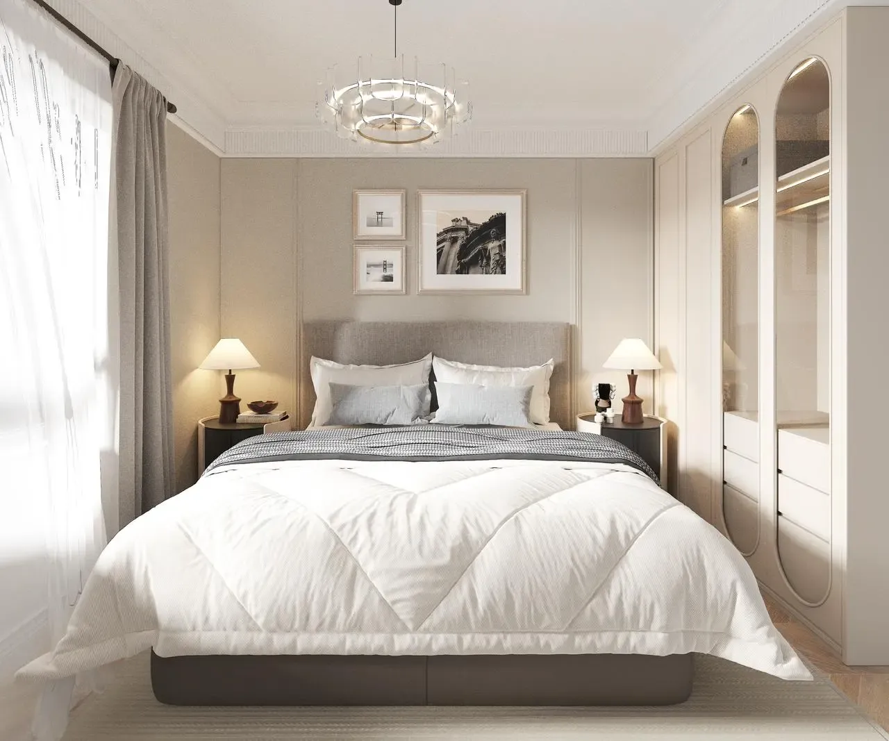 Bright furnished bedroom at Lido Garden Apartments in Nairobi