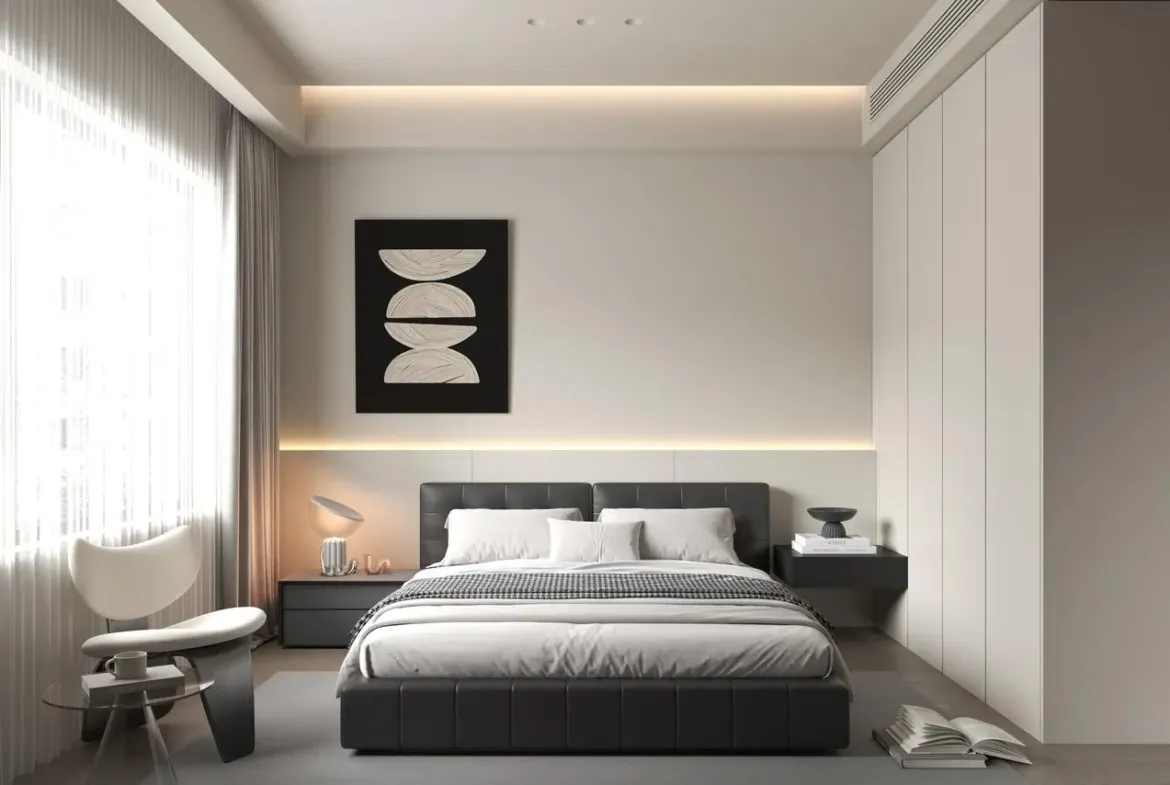 Contemporary bedroom in a Lido Garden apartment in Kilimani