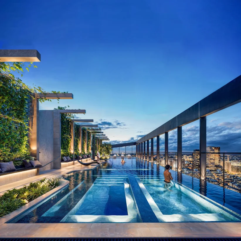 Rooftop infinity swimming pool with Nairobi skyline views at Oak West Residency