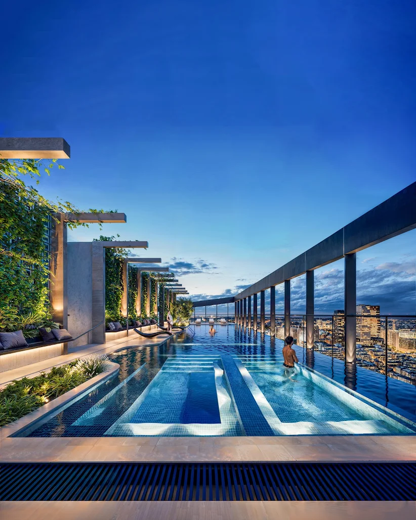 Rooftop infinity swimming pool with Nairobi skyline views at Oak West Residency