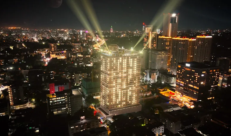 Oak West Residency development within the Westlands skyline at night