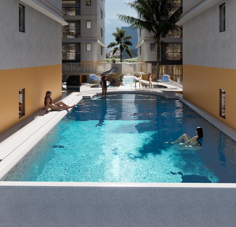 Swimming pool at Luna Oak Residency apartments for sale in Kilimani