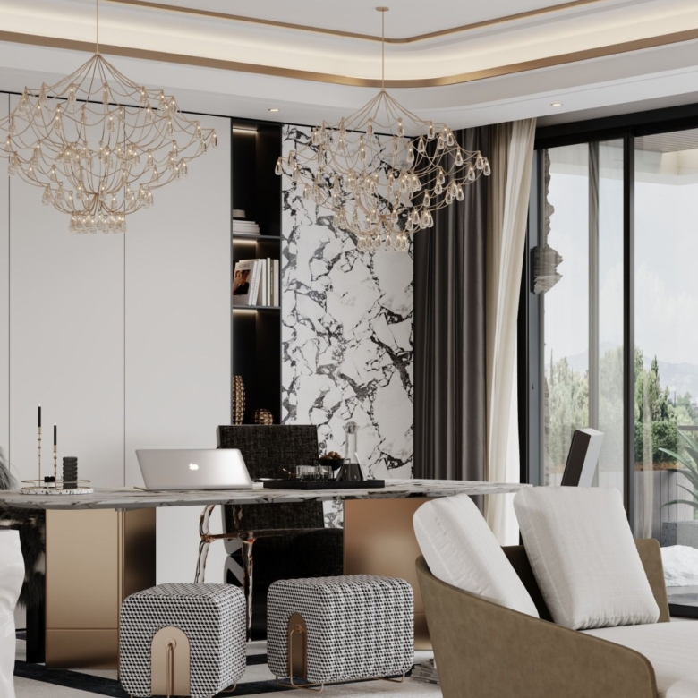 Elegant bedroom at Luna Oak Residency Kilimani apartments