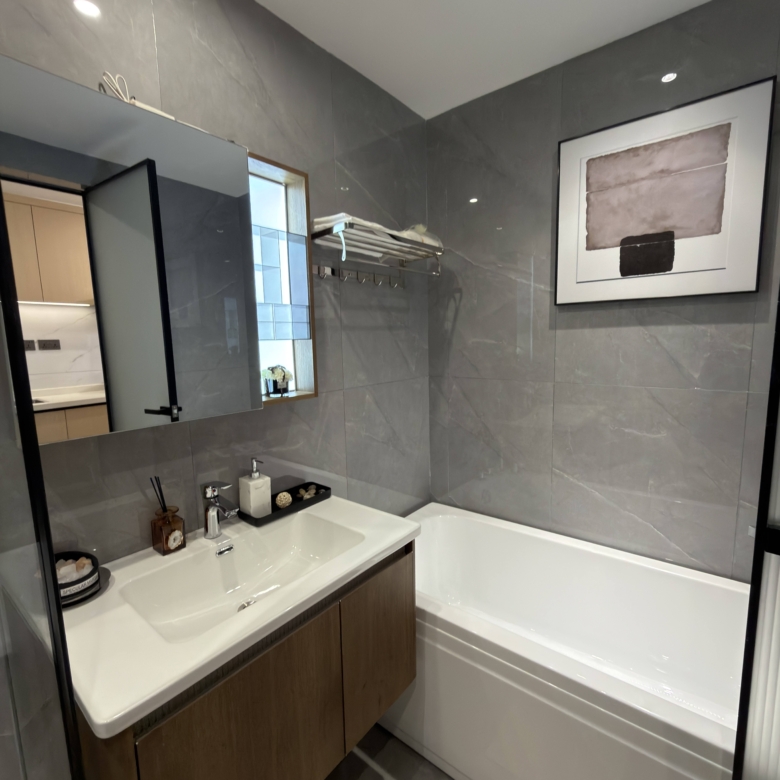 Bathroom vanity and bathtub in a 1 bedroom apartment in Westlands