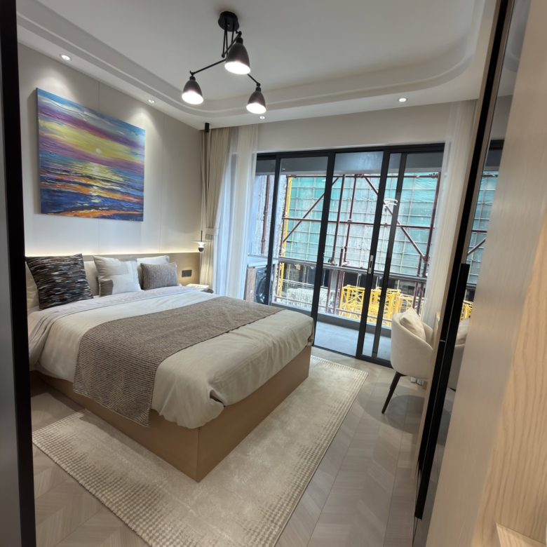 Modern bedroom with balcony in a 1 bedroom Westlands apartment