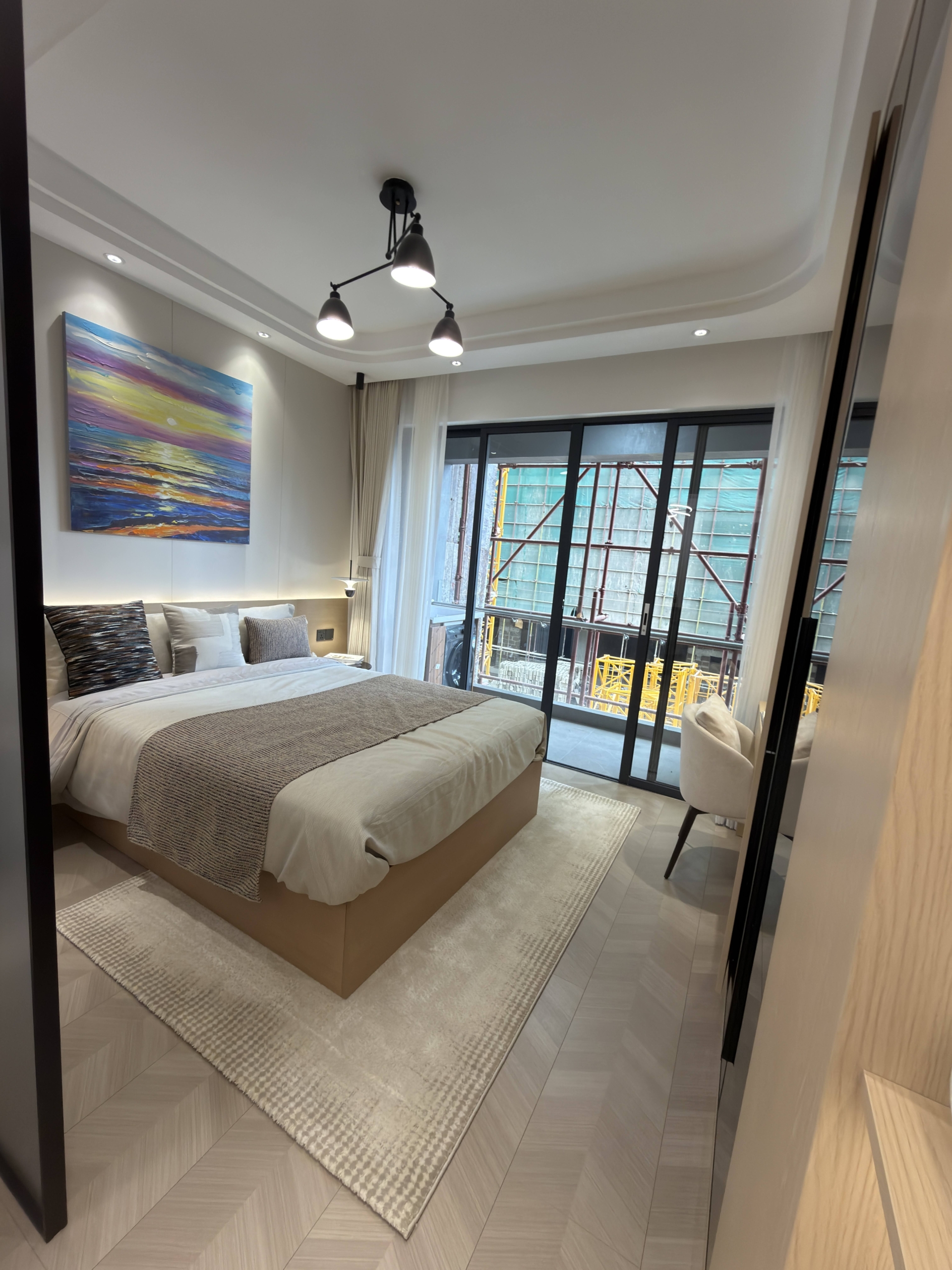 Modern bedroom with balcony in a 1 bedroom Westlands apartment