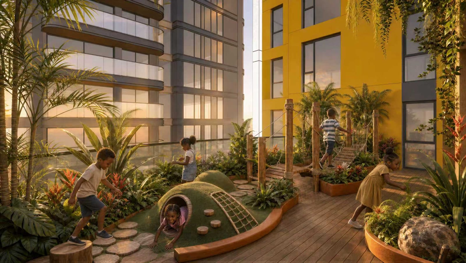 Landscaped children's play area at Stellar Bay Westlands apartments