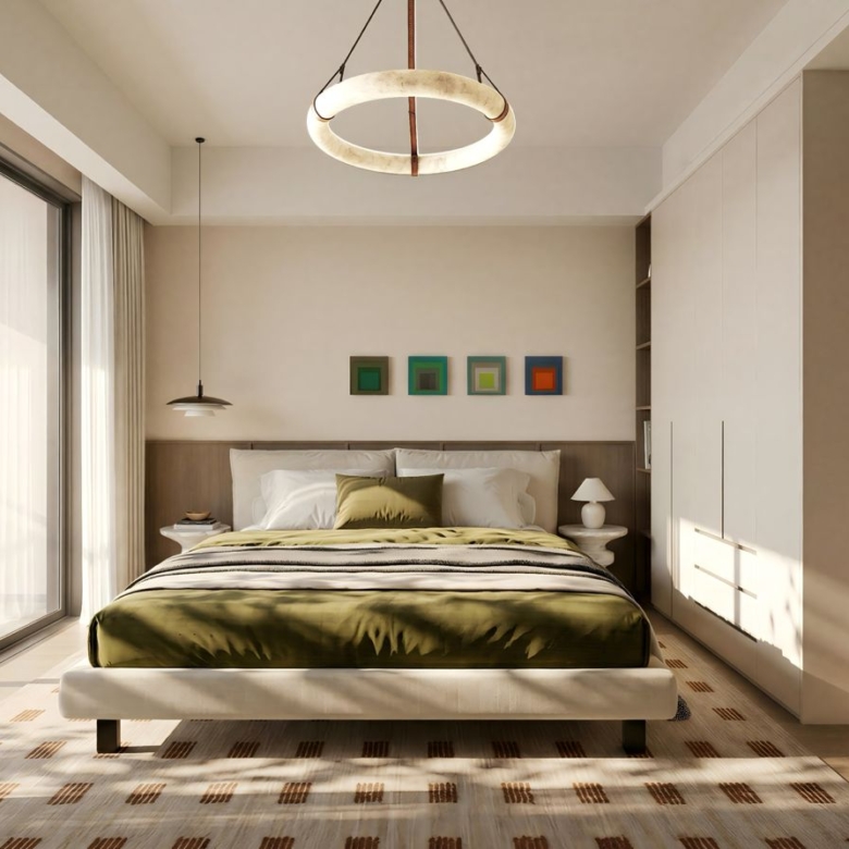 Modern bedroom with balcony at Cambridge Garden Apartments Kilimani
