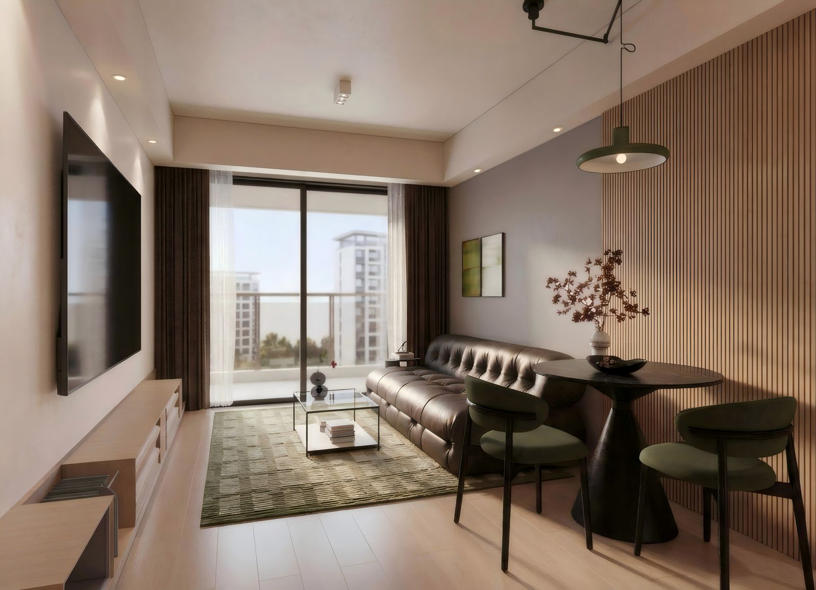 Modern apartment lounge and dining area at Cambridge Garden Kilimani