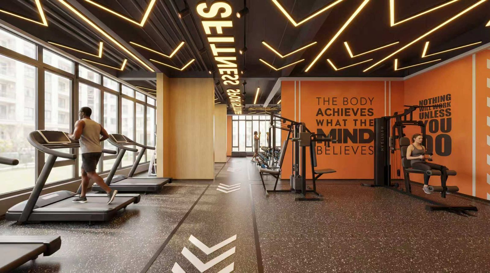 Modern gym with treadmills at Cambridge Garden Apartments Kilimani