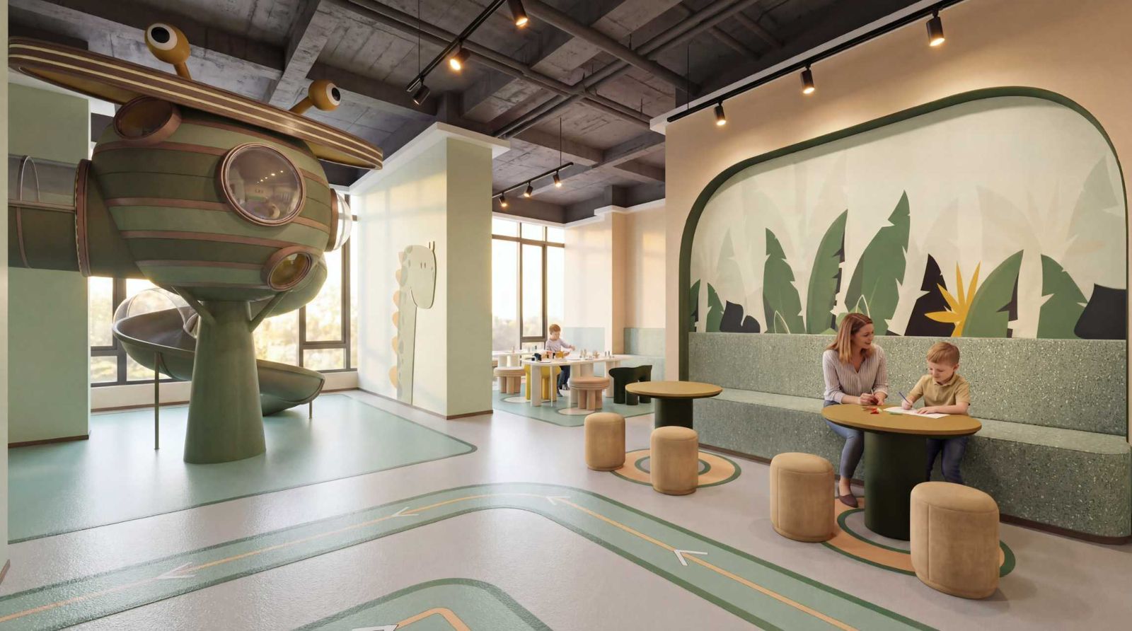 Children’s indoor playroom with slide at Cambridge Garden Kilimani