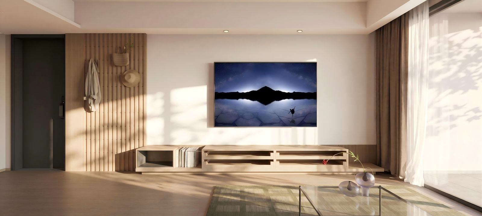 Bright modern living room at Cambridge Garden Apartments