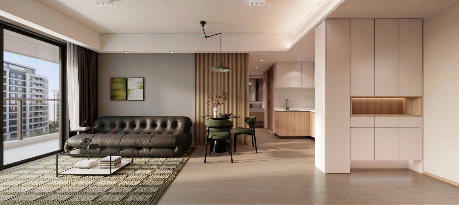 Open-plan living dining and kitchen area at Cambridge Garden Kilimani