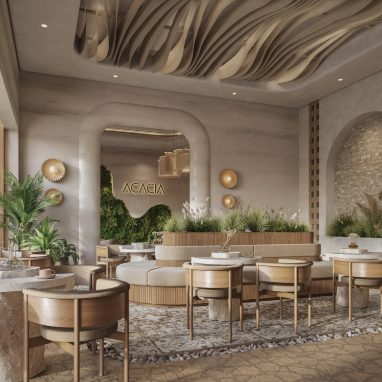 A-One Acacia Serviced Apartments coffee shop and restaurant area