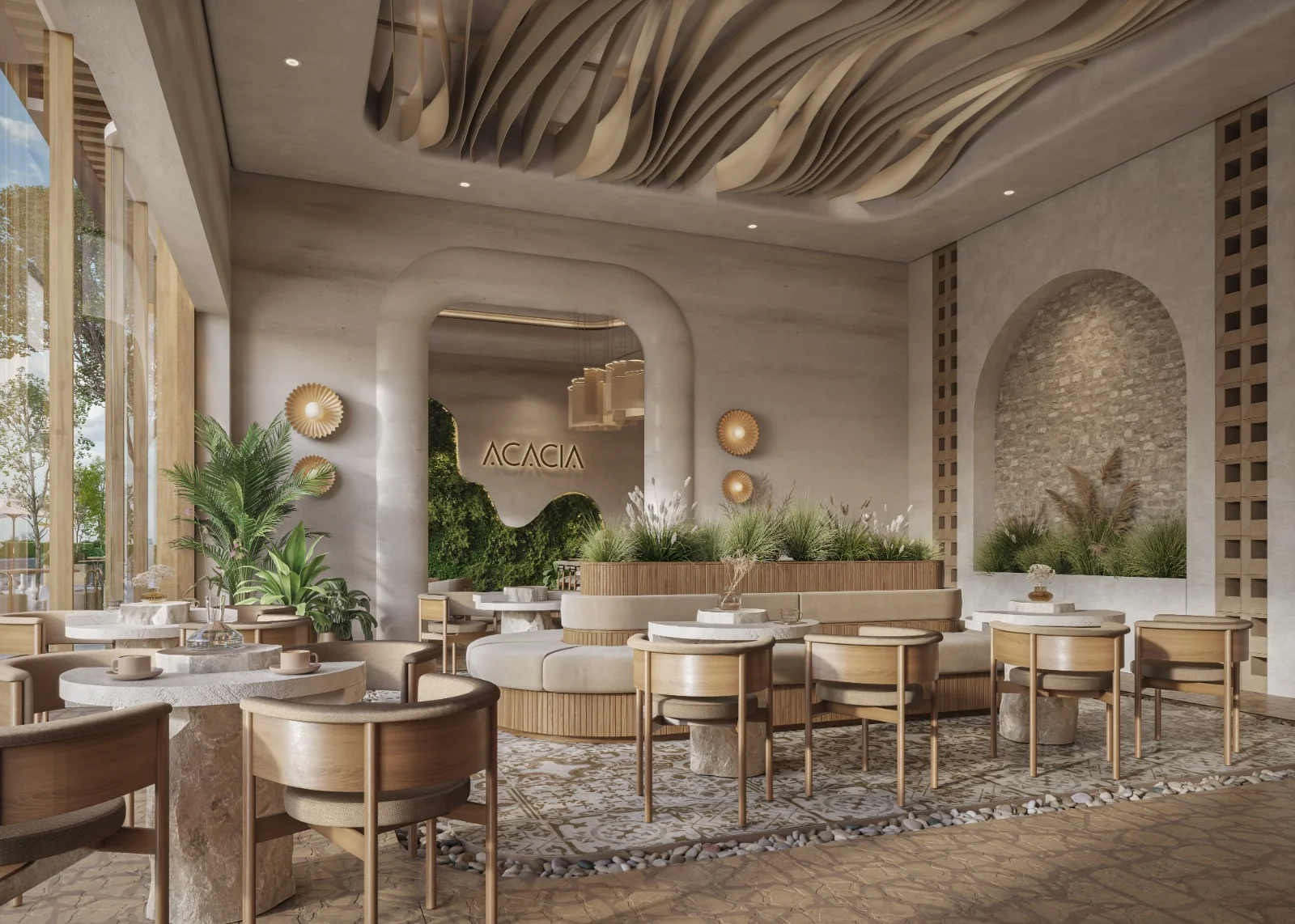A-One Acacia Serviced Apartments coffee shop and restaurant area