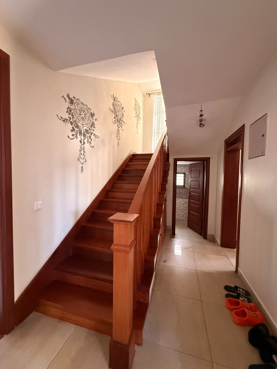 Solid wooden staircase inside the Convent Oaks Lavington townhouse