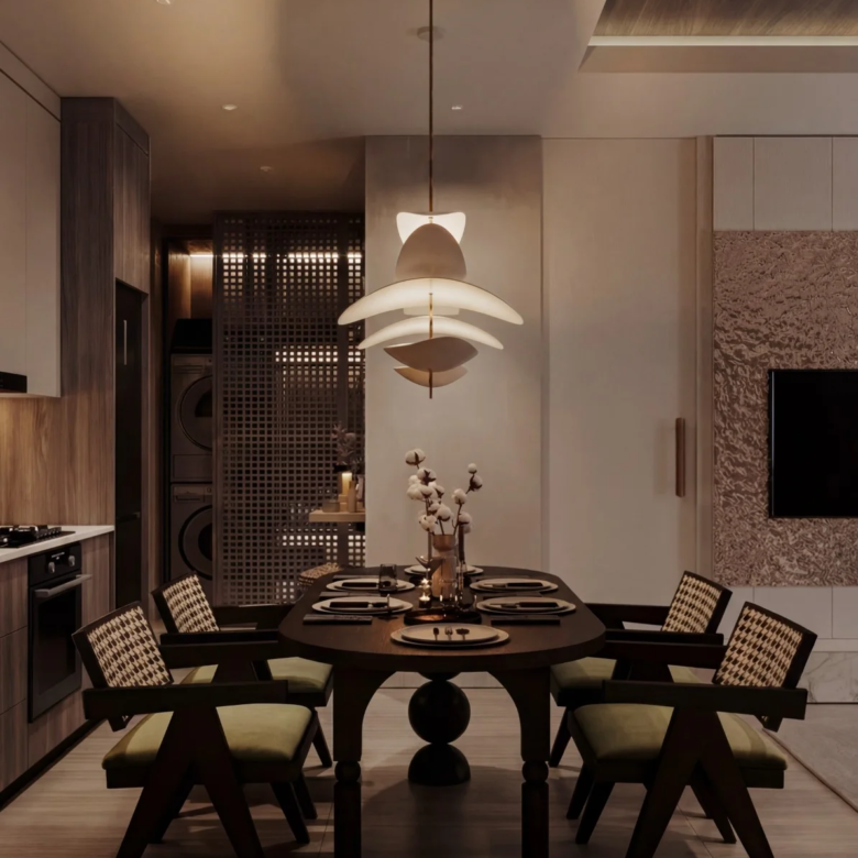 A-One Acacia Serviced Apartments dining area with open kitchen